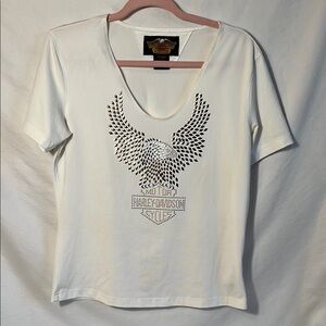 Harley-Davidson White Studded Eagle Women's Tee